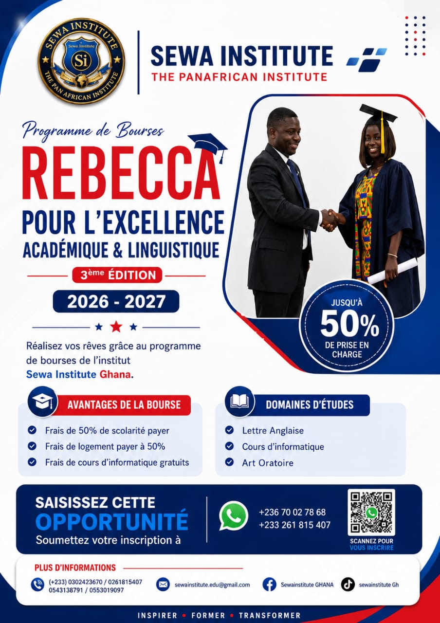 Programme de Bourses REBECCA 3ème Édition 2026-2027 - SEWA Institute Ghana