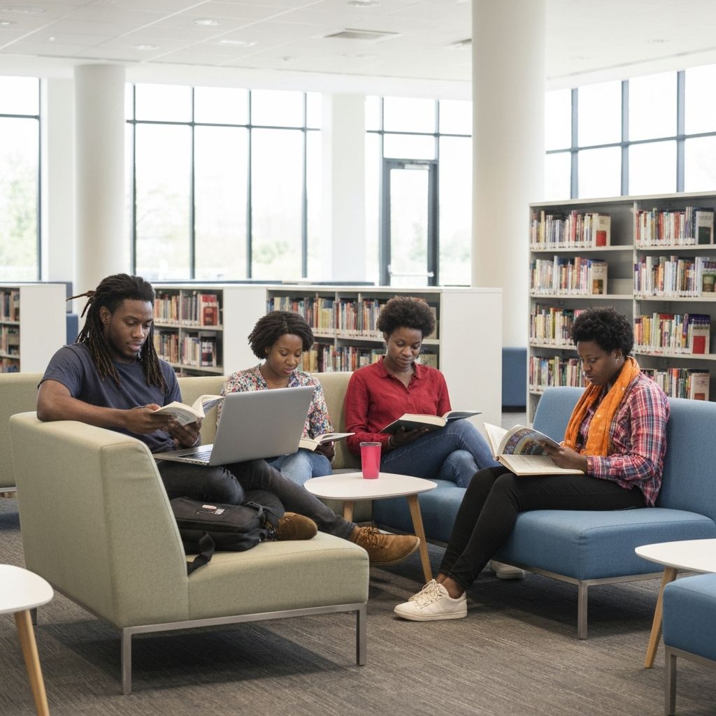 Étudiants dans la bibliothèque